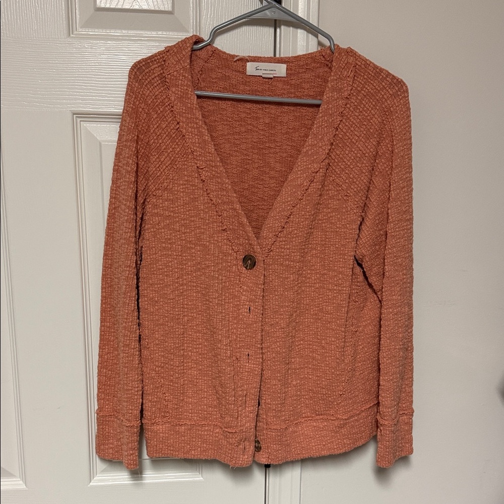 Vince Camuto Cozy V-Neck Button Cardigan Sweater - Rust